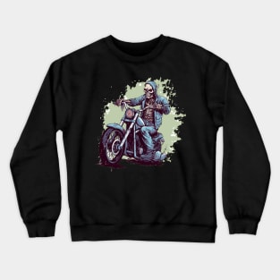 Zombie on a motorcycle Crewneck Sweatshirt